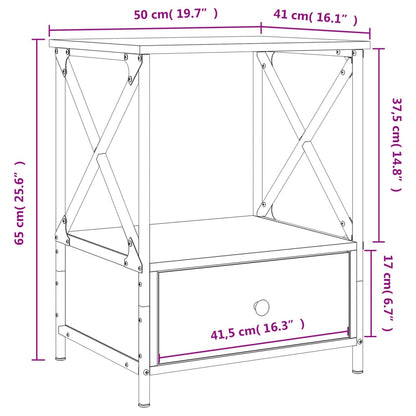 Nattbord Sengbord svart 50x41x65 cm konstruert tre