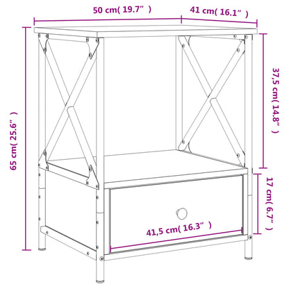 Nattbord Sengbord røkt eik 50x41x65 cm konstruert tre