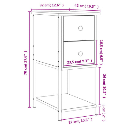 Nattbord Sengbord røkt eik 32x42x70 cm konstruert tre