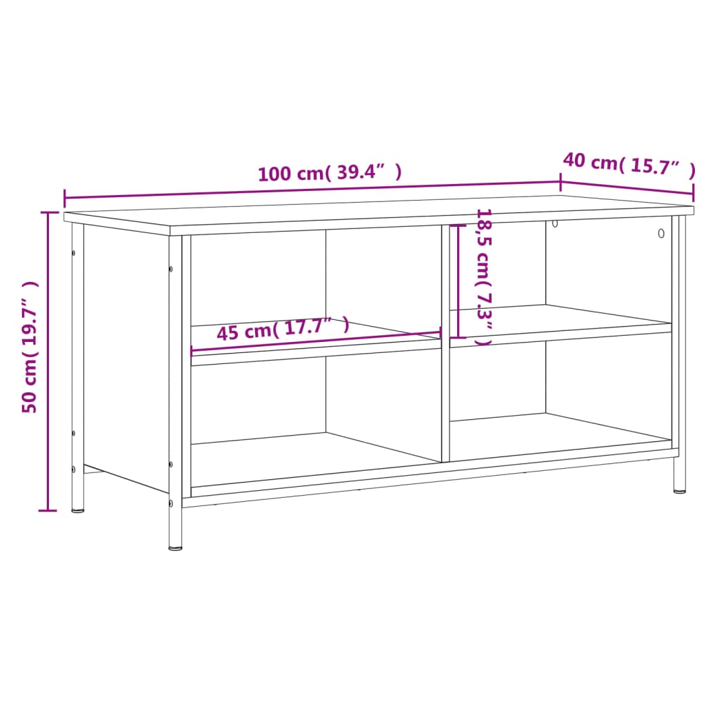 TV-benk brun eik 100x40x50 cm konstruert tre