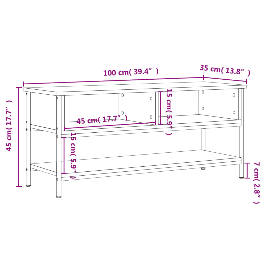 TV-benk svart 100x35x45 cm konstruert tre