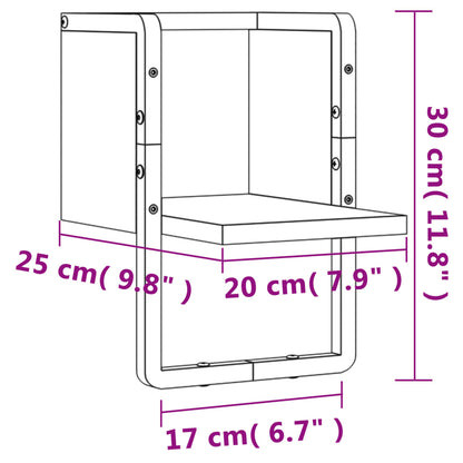 Vegghylle med stang svart 20x25x30 cm