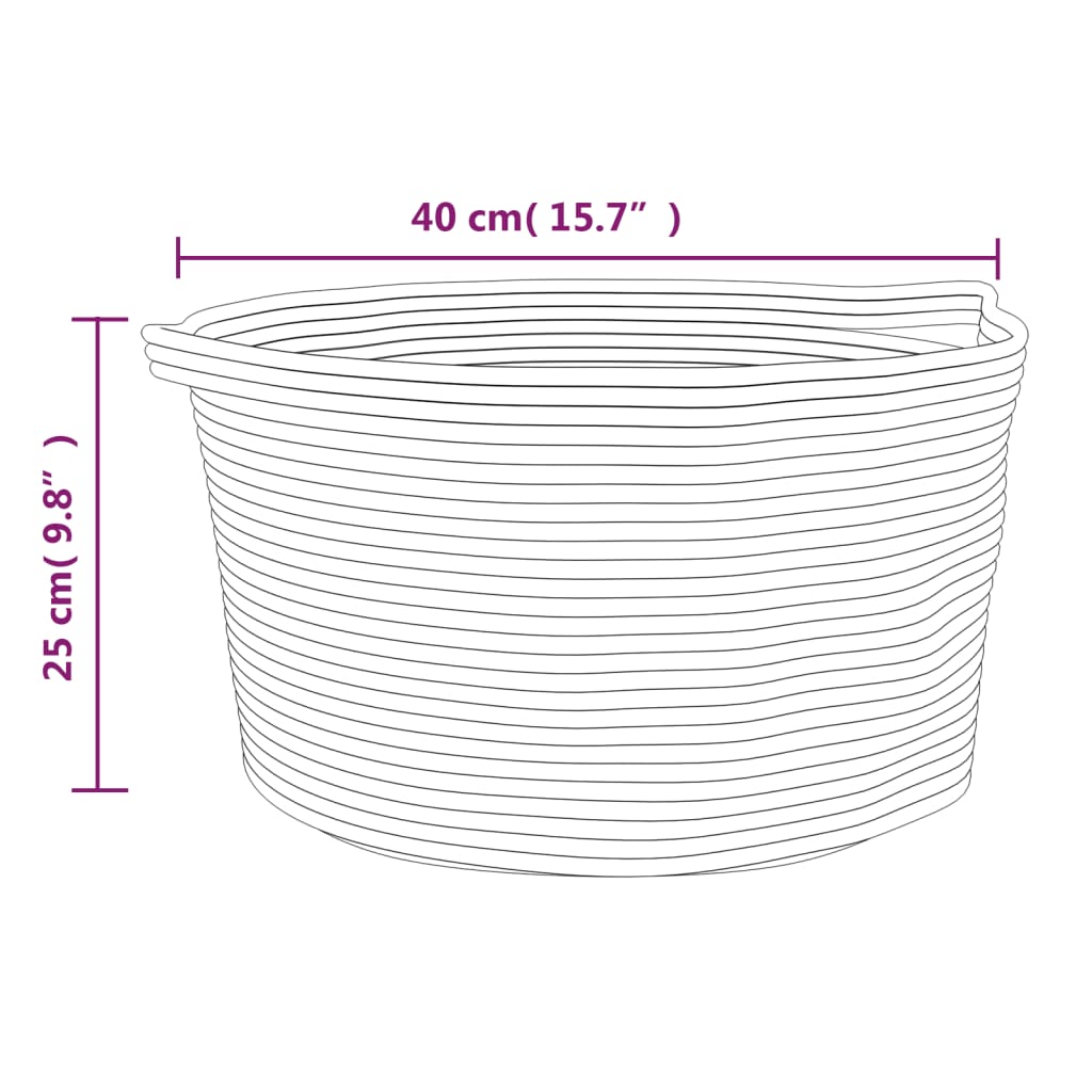 Dekorativ kurv Oppbevaringskurv grå og hvit Ø40x25 cm bomull