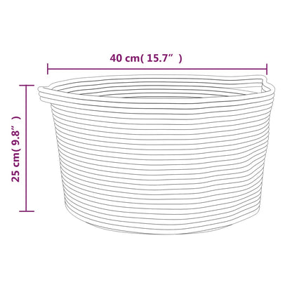 Dekorativ kurv Oppbevaringskurv grå og hvit Ø40x25 cm bomull