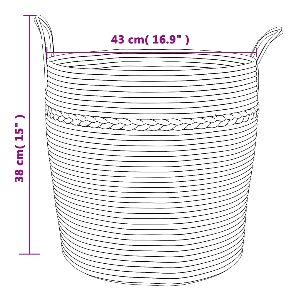 Dekorativ kurv Oppbevaringskurv brun og hvit Ø43x38 cm bomull