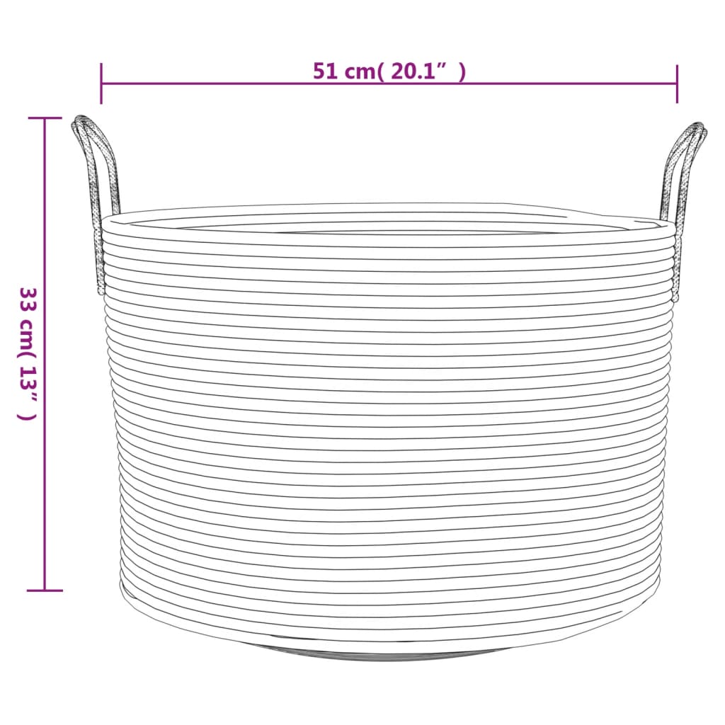 Dekorativ kurv Oppbevaringskurv brun og hvit Ø51x33 cm bomull