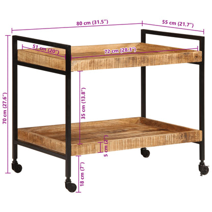 Serveringsvogn Kjøkkentralle 80x55x70 cm grovt heltre mangotre