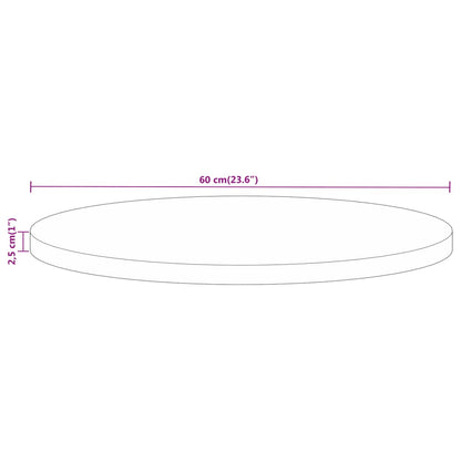 Bordplate Ø 60x2,5 cm rund grovt heltre mango