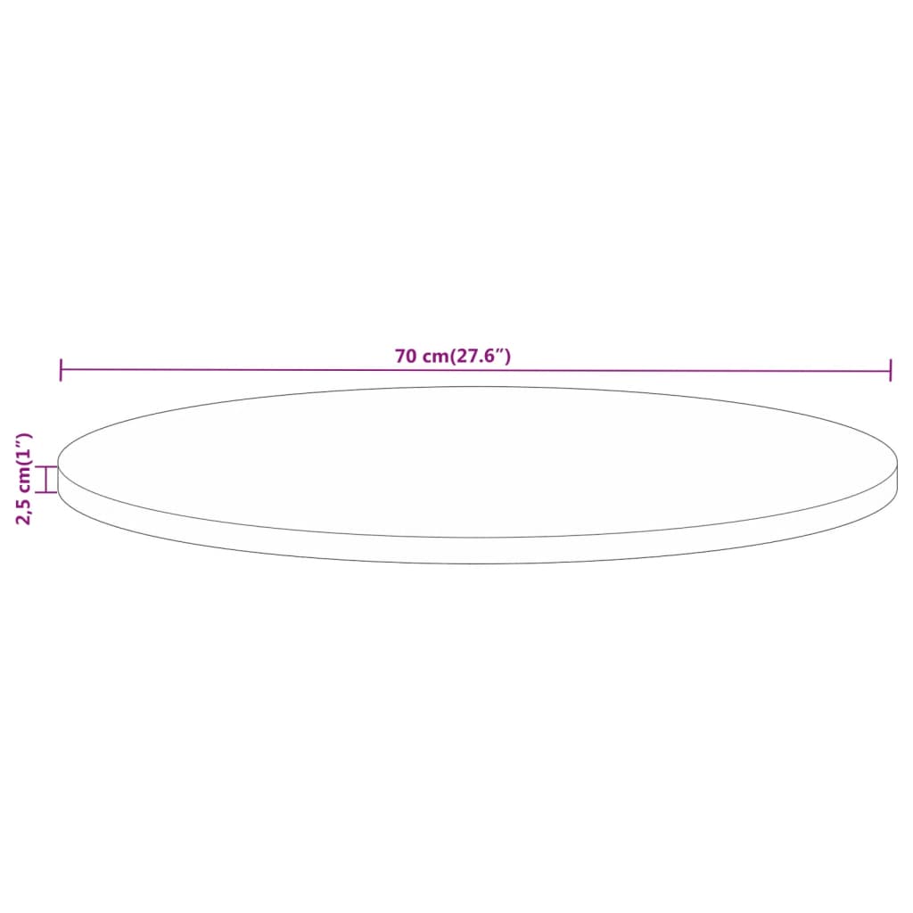 Bordplate Ø 70x2,5 cm rund gjenvunnet heltre