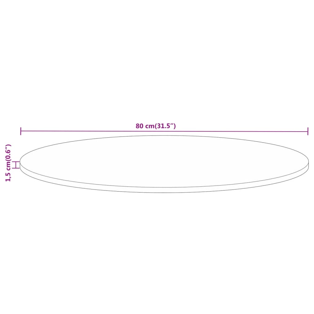 Bordplate Ø 80x1,5 cm rund gjenvunnet heltre