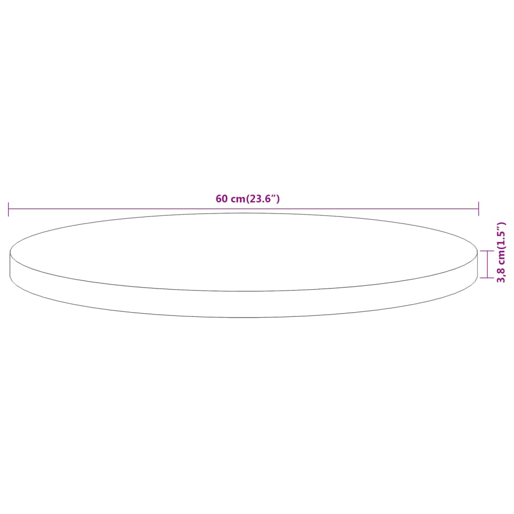 Bordplate Ø60x3,8 cm rund heltre akasie