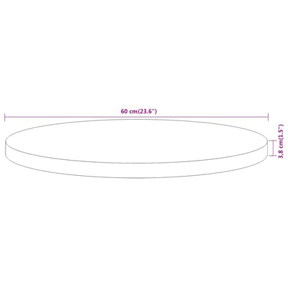 Bordplate Ø60x3,8 cm rund heltre akasie