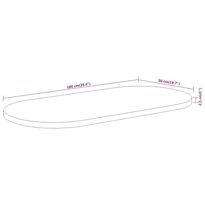 Bordplate 100x50x2,5 cm oval heltre akasie