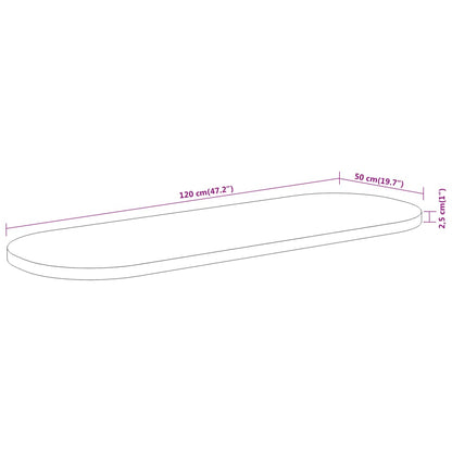 Bordplate 120x50x2,5 cm oval heltre akasie