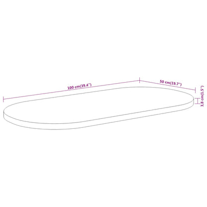 Bordplate 100x50x3,8 cm oval heltre akasie