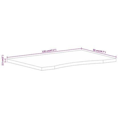 Bordplate Skrivebord med kurve 120x50x2,5 cm heltre grovt mangotre