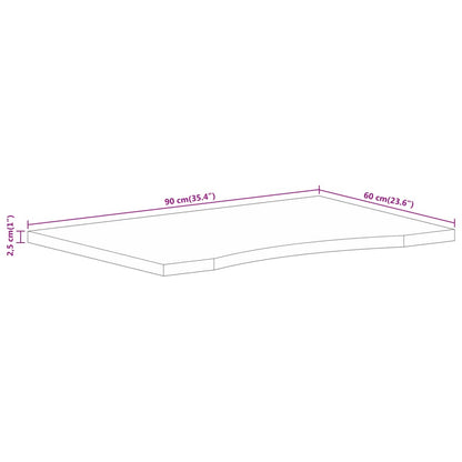 Bordplate Skrivebord med kurve 90x60x2,5 cm heltre grovt mangotre