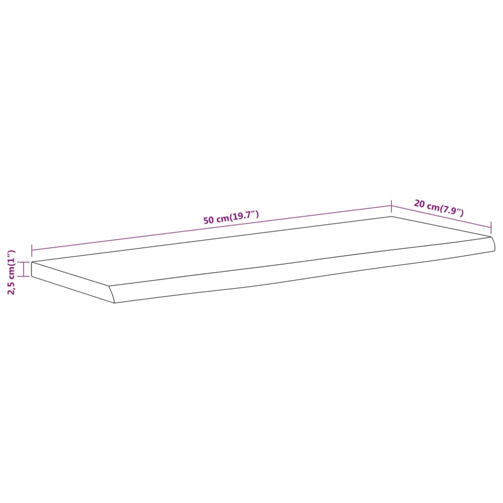 Vegghylle 50x20x2,5 cm rektangulær heltre akasie naturlig kant