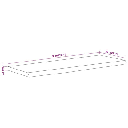 Vegghylle 50x20x2,5 cm rektangulær heltre akasie naturlig kant