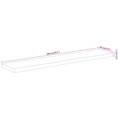 Hylleplate 100x20x2,5 cm rektangulær heltre akasie naturlig kant