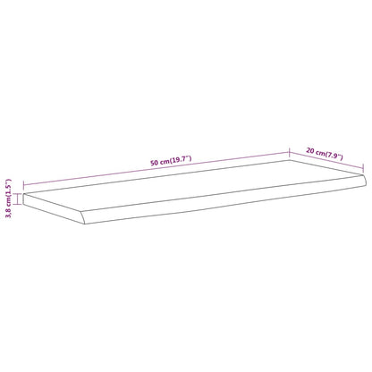 Vegghylle 50x20x3,8 cm rektangulær heltre akasie naturlig kant