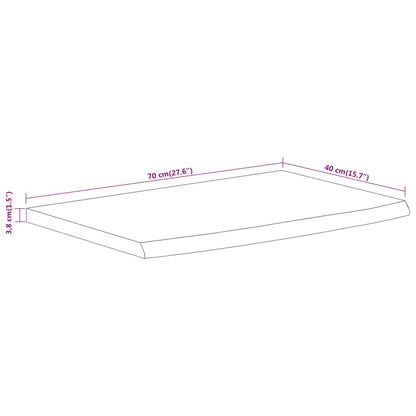 Vegghylle 70x40x3,8 cm rektangulær heltre akasie naturlig kant