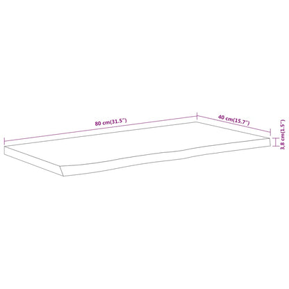 Vegghylle 80x40x3,8 cm rektangulær heltre akasie naturlig kant