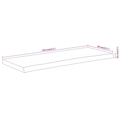 Vegghylle 110x40x3,8 cm rektangulær heltre akasie naturlig kant