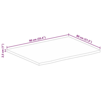 Bordplate 90x80x2,5 cm naturlig kant grovt heltre mangotre