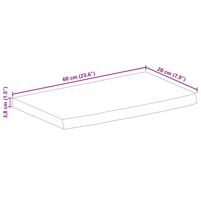 Bordplate 60x20x3,8 cm naturlig kant grovt heltre mangotre