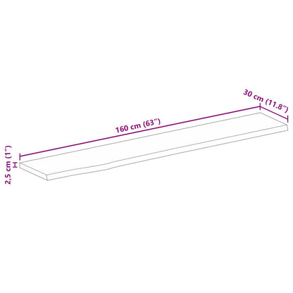 Bordplate levende kant 160x30x2,5 cm heltre mango