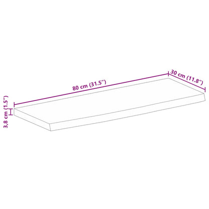 Bordplate naturlig kant 80x30x3,8 cm heltre mango