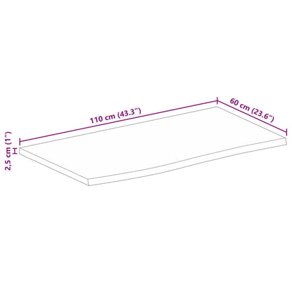 Bordplate 110x60x2,5 cm naturlig kant heltre mango