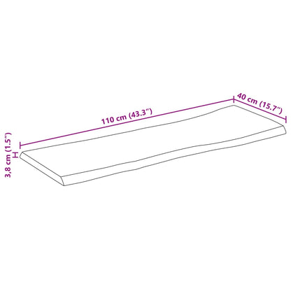 Vegghylle 110x40x3,8 cm rektangulær heltre akasie naturlig kant