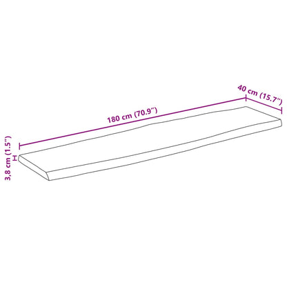 Vegghylle 180x40x3,8 cm rektangulær heltre akasie naturlig kant