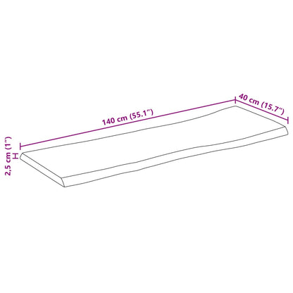 Bordplate naturlig kant 140x40x2,5 cm grovt heltre mangotre