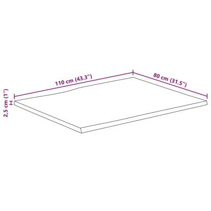 Bordplate naturlig kant 110x80x2,5 cm grovt heltre mangotre