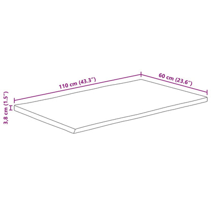 Bordplate naturlig kant 110x60x3,8 cm grovt heltre mangotre