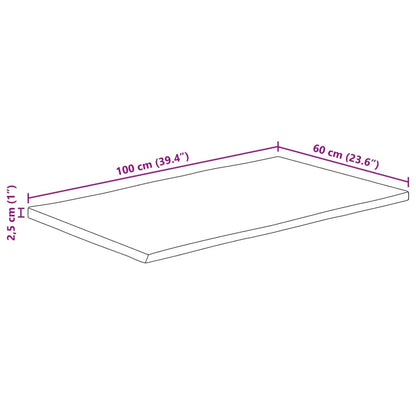 Bordplate 100x60x2,5 cm naturlig kant heltre mango