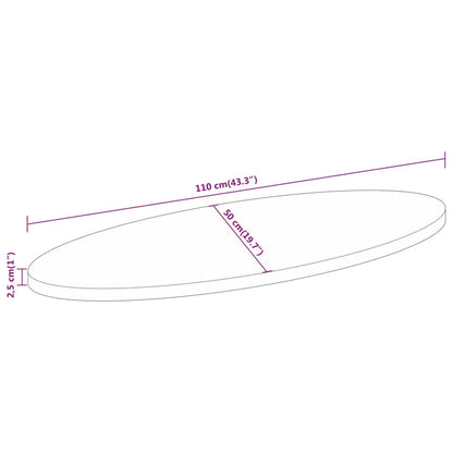 Bordplate 110x50x2,5 cm oval heltre akasie