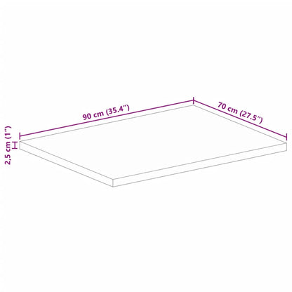 Bordplate 90x70x2,5 cm rektangulær grovt heltre mango