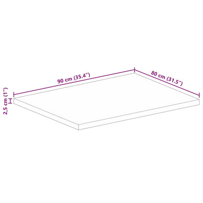 Bordplate 90x80x2,5 cm rektangulær grovt heltre mango