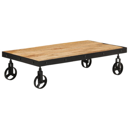 Salongbord Sofabord Tre med hjul heltre mango 100x55x26 cm