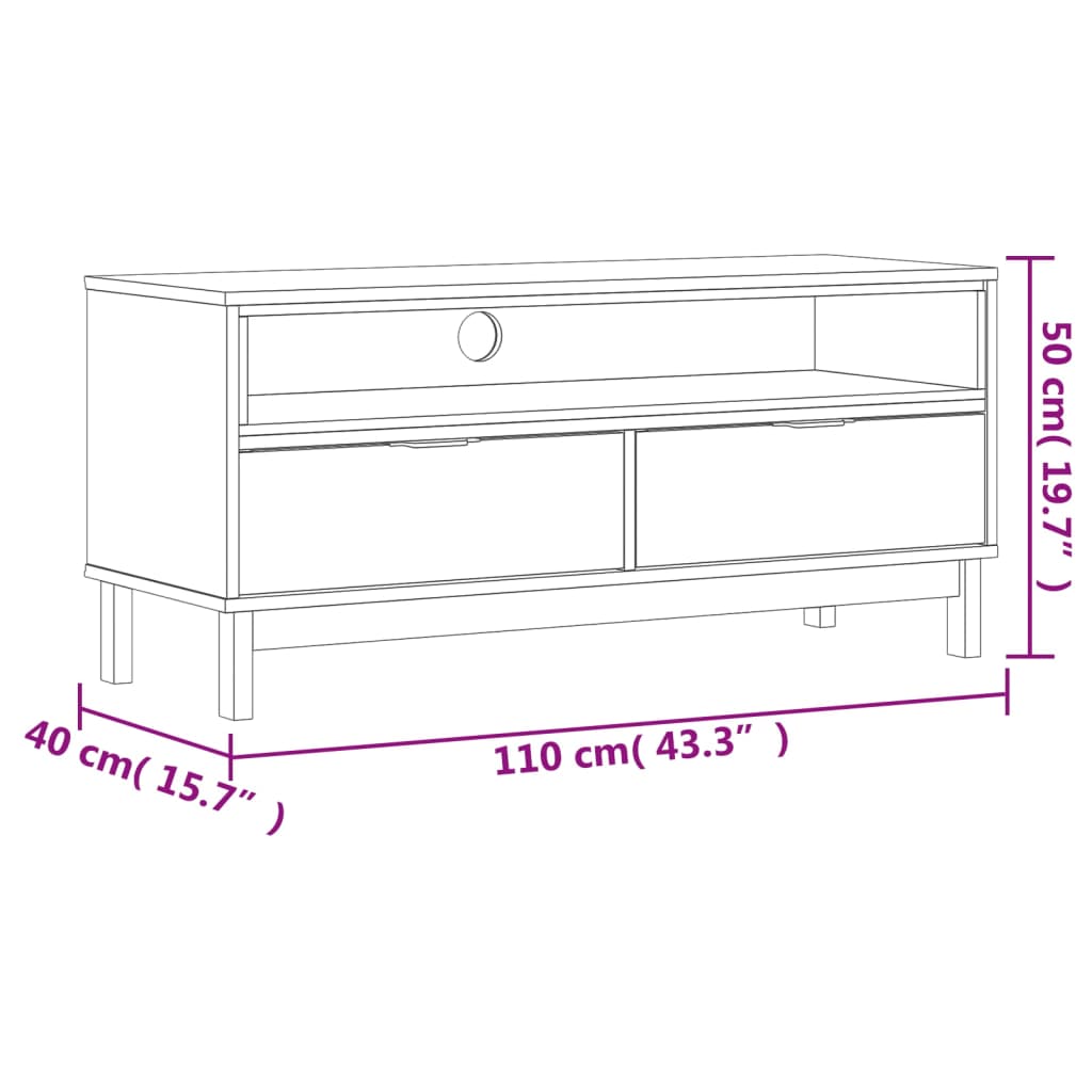 TV-benk FLAM 110x40x50 cm heltre furu