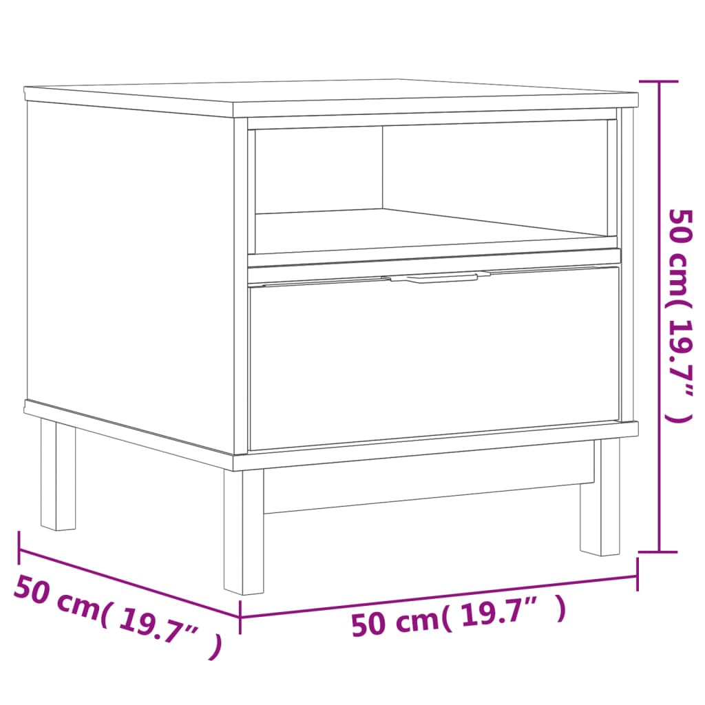 Sidebord FLAM 50x50x50 cm heltre furu