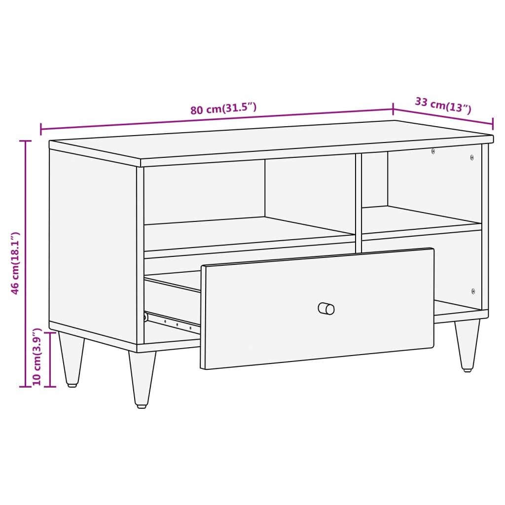 TV-benk 80x33x46 cm heltre mango