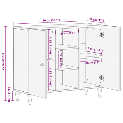 Skap 90x33x75 cm heltre mango