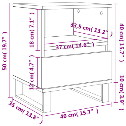 Nattbord Sengbord røkt eik 40x35x50 cm konstruert tre