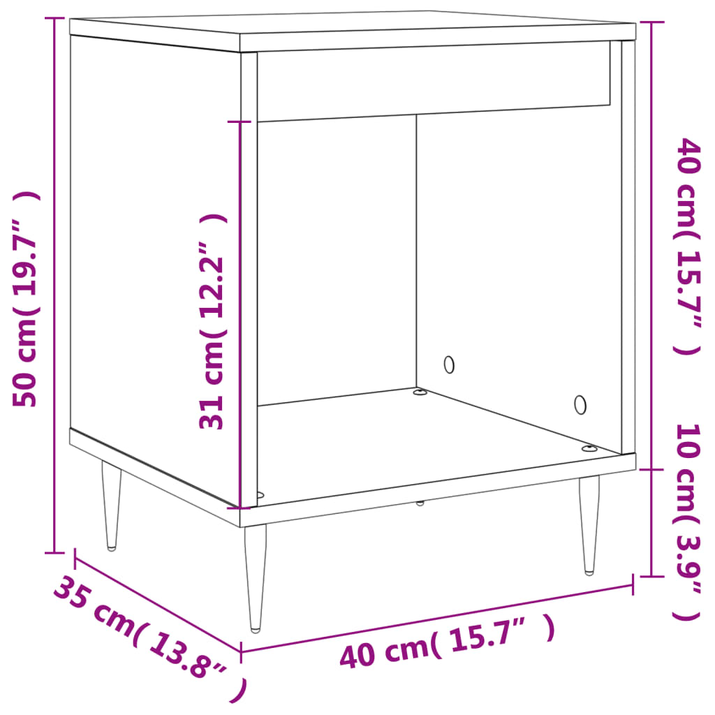 Nattbord Sengbord svart 40x35x50 cm konstruert tre