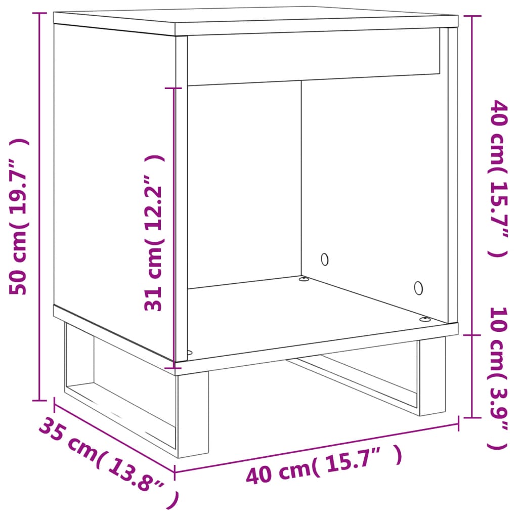 Nattbord Sengbord røkt eik 40x35x50 cm konstruert tre